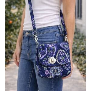 Bella Taylor Quilted Floral Crossbody Bag Purple Blue Paisley Cotton NWOT
